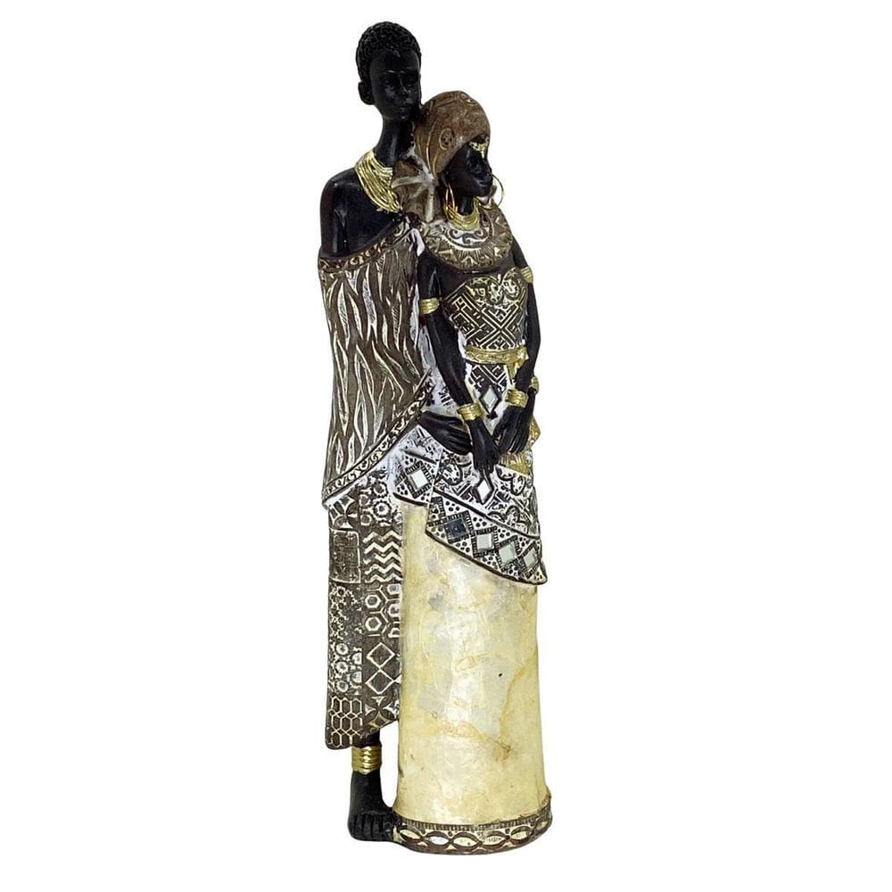 Figura Decorativa Estatueta Casal Africana 33 X 10 X 7 Cm