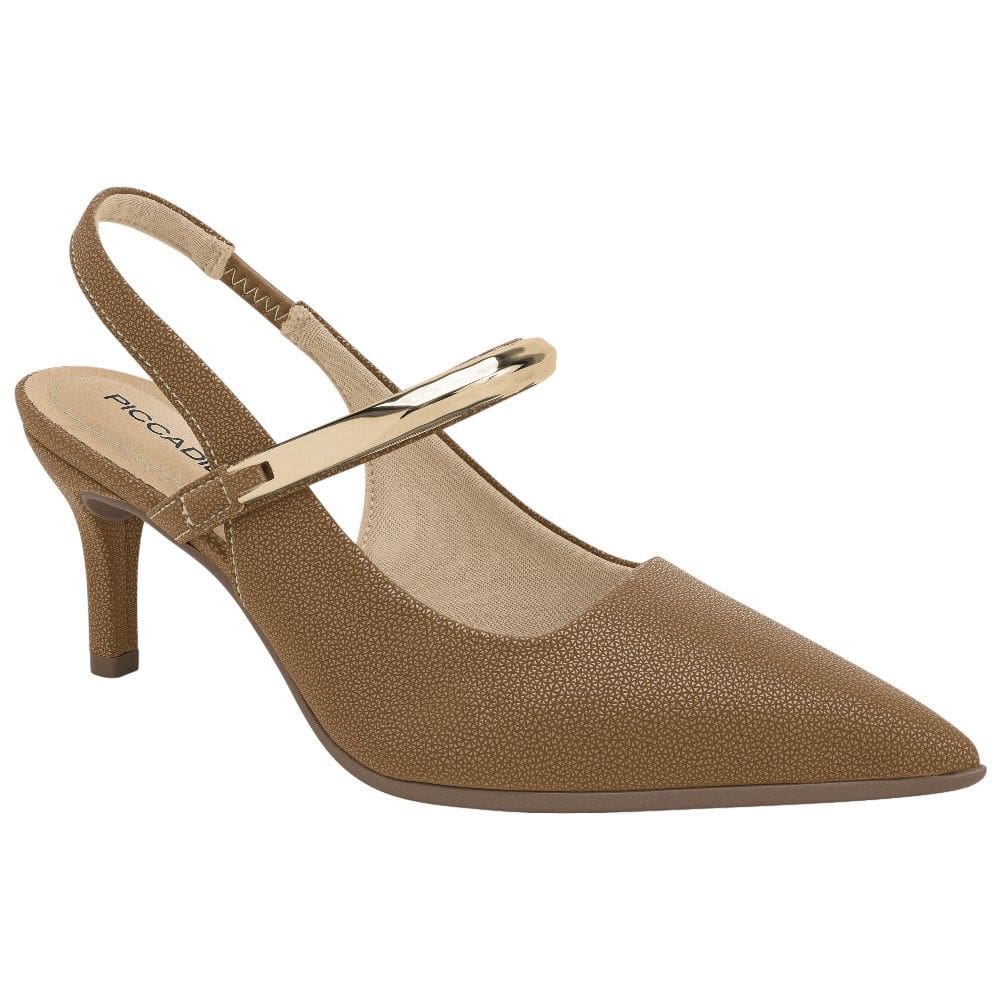 Sapato Slingback Salto Alto Piccadilly 772001 Feminino - Mascavo