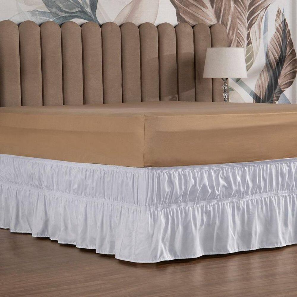 Saia Box Cama Casal E Queen 2 Elásticos Ajustável Babado 1