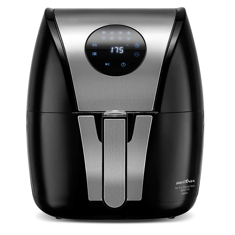 Fritadeira Elétrica Britânia Air Fryer Digital Inox 5L BFR41PI Preta / Inox