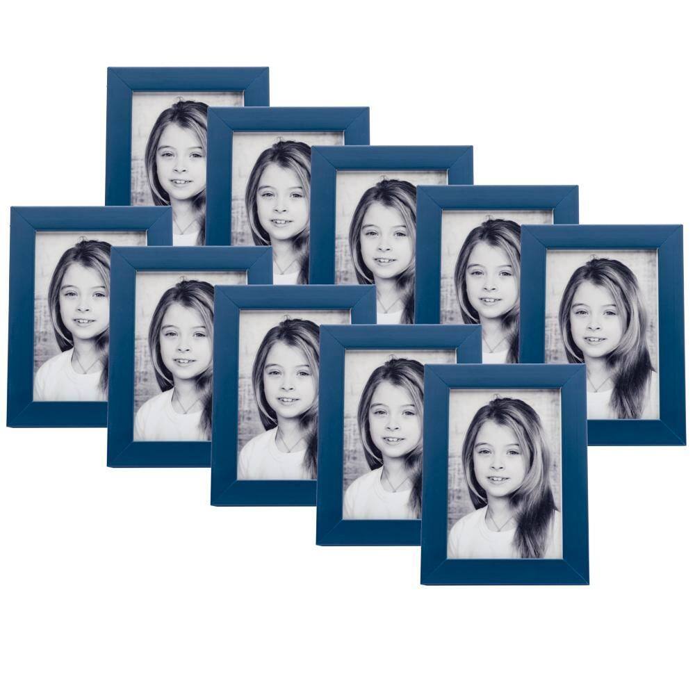 Kit 10 Porta Retratos Azul Marinho 10X15 Madeira Laqueado