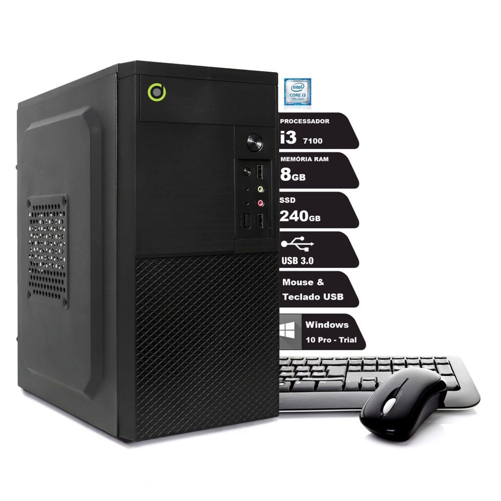 Computador ON Corp i3 7 geração 8GB DDR4 240GB SSD Windows 10 Pro