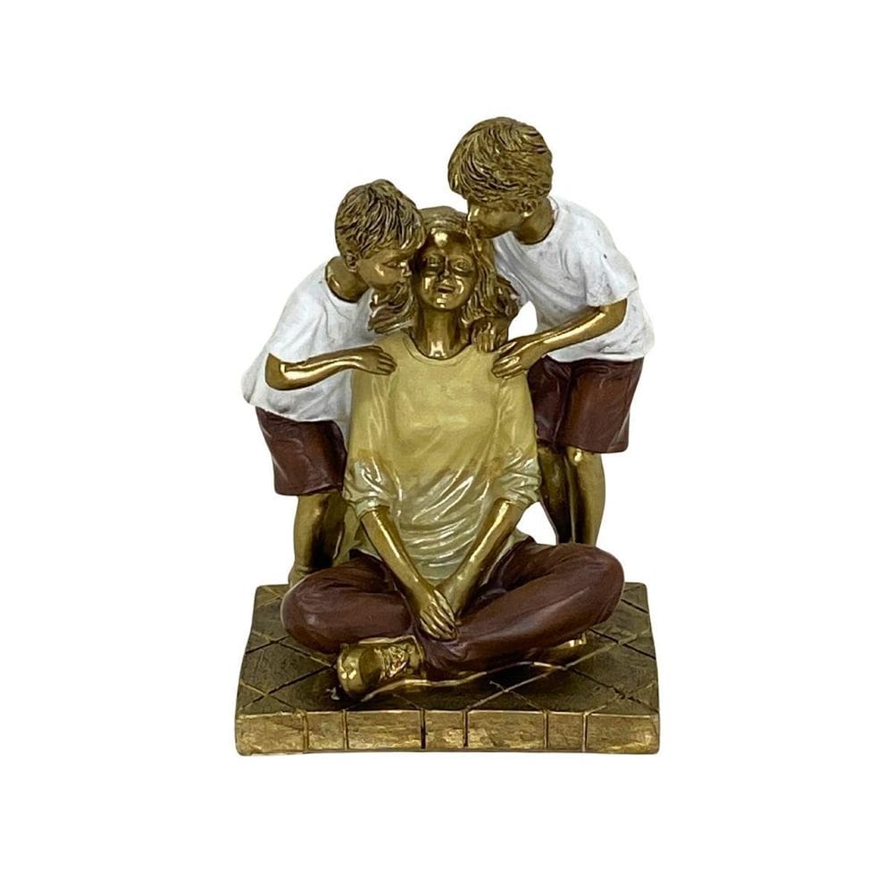 Figura Decorativa Estatueta Mãe E Filhos 17 X 12 X 10 Cm