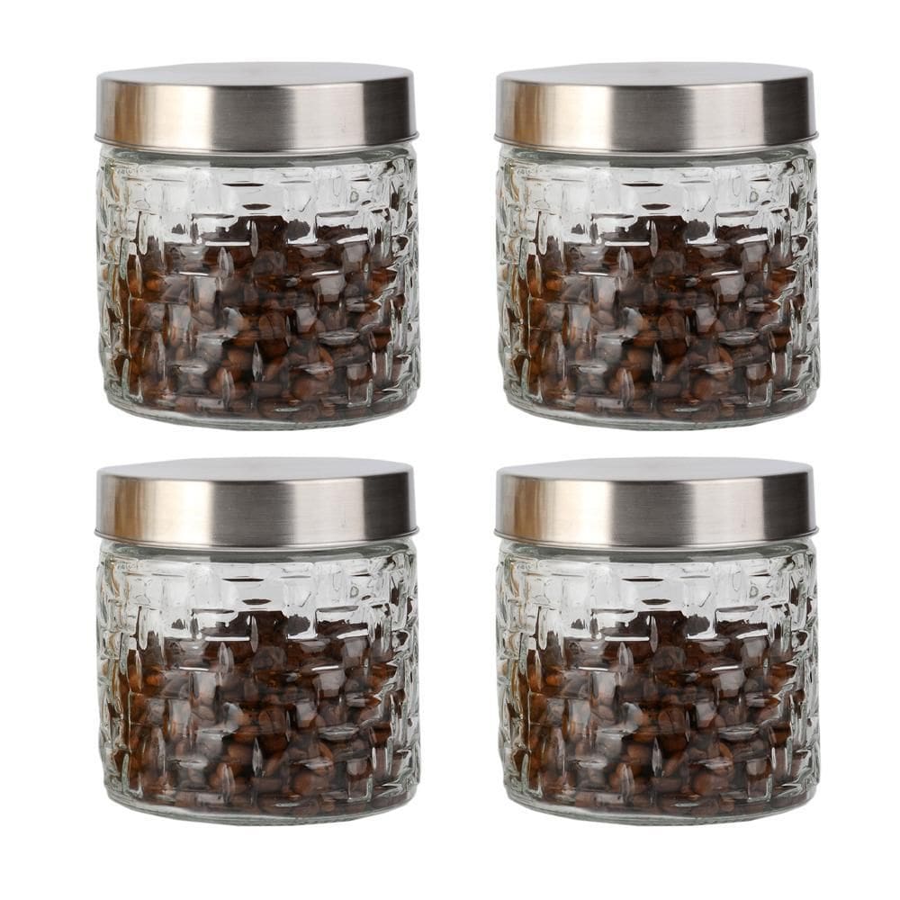 Conjunto 4 Potes Vidro Rattan 800ml - Class Home