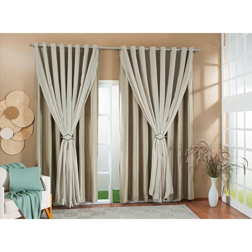 Cortina Gaze Linho Forro Blackout 6,00X2,30M Avelã/Bege