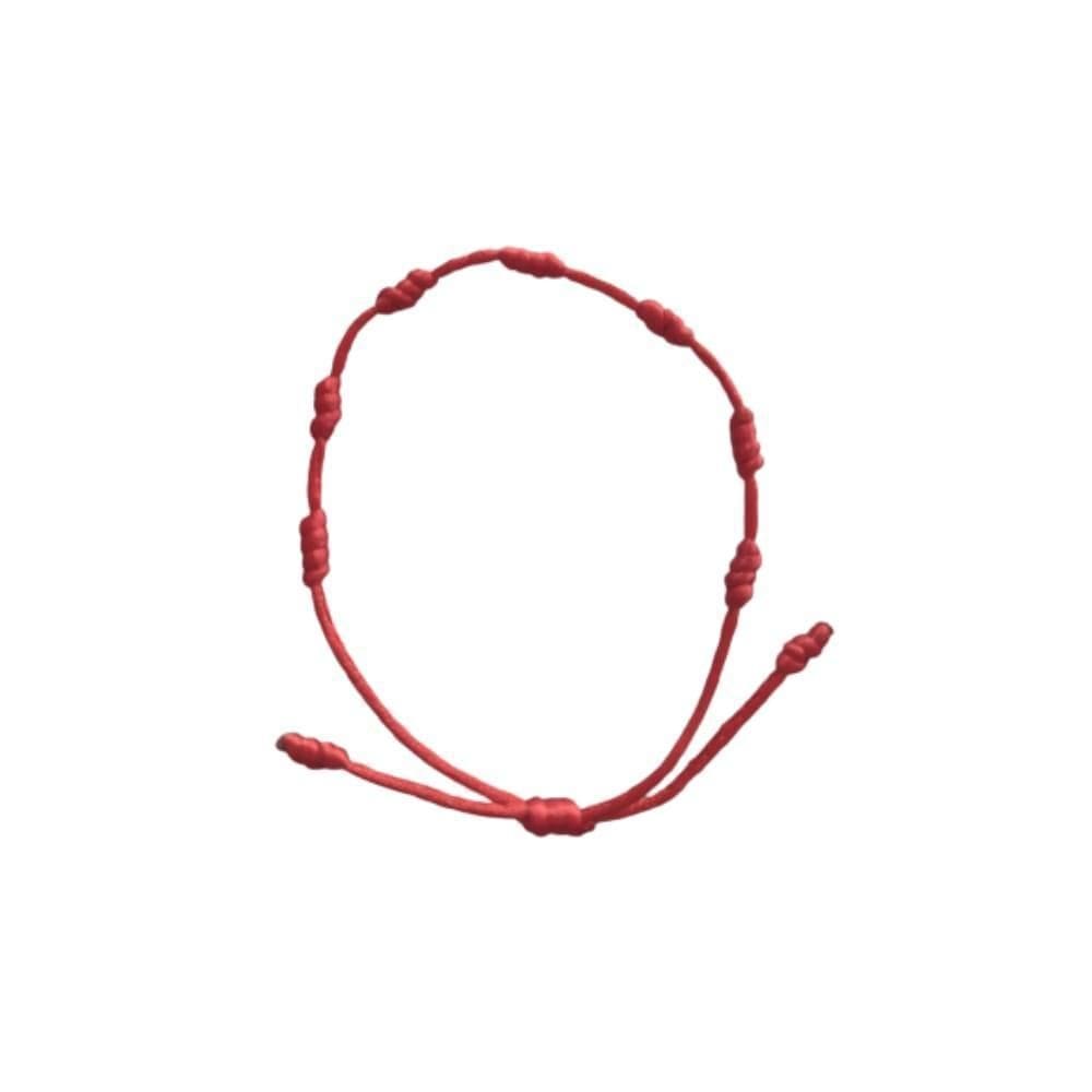 Pulseira 7 Nós Vermelho - Feito A Mão - Fio Acetinado 01Mm