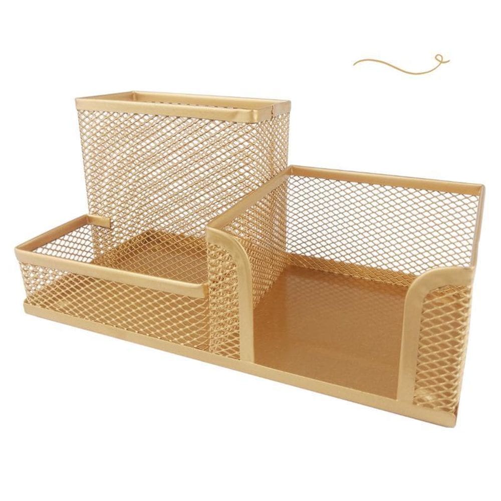 Organizador de Mesa Kit 3 Partições Dourado Ouro 20x10x10cm