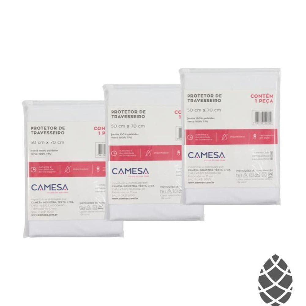 Kit 3 Capas Protetoras De Travesseiro Impermeável Camesa