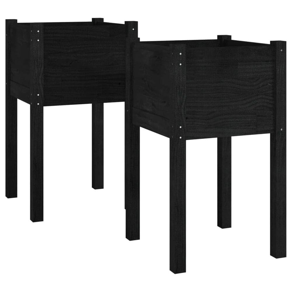 Plantadores de jardim VidaXL Black Solid Wood Pine 40x40x70cm 2 unidades