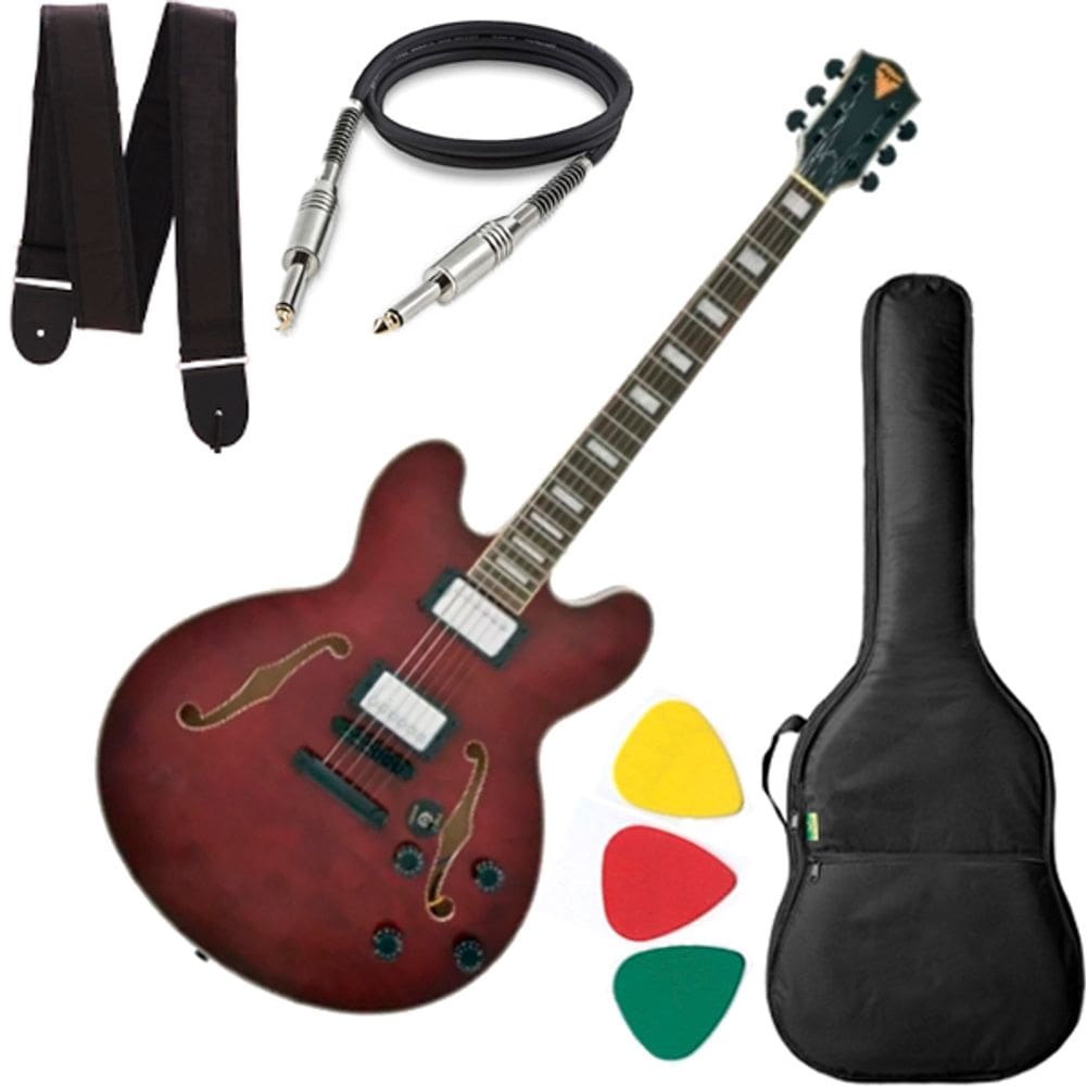 Guitarra Phx Semi Acústica Ac1 Vermelho Capa Cabo