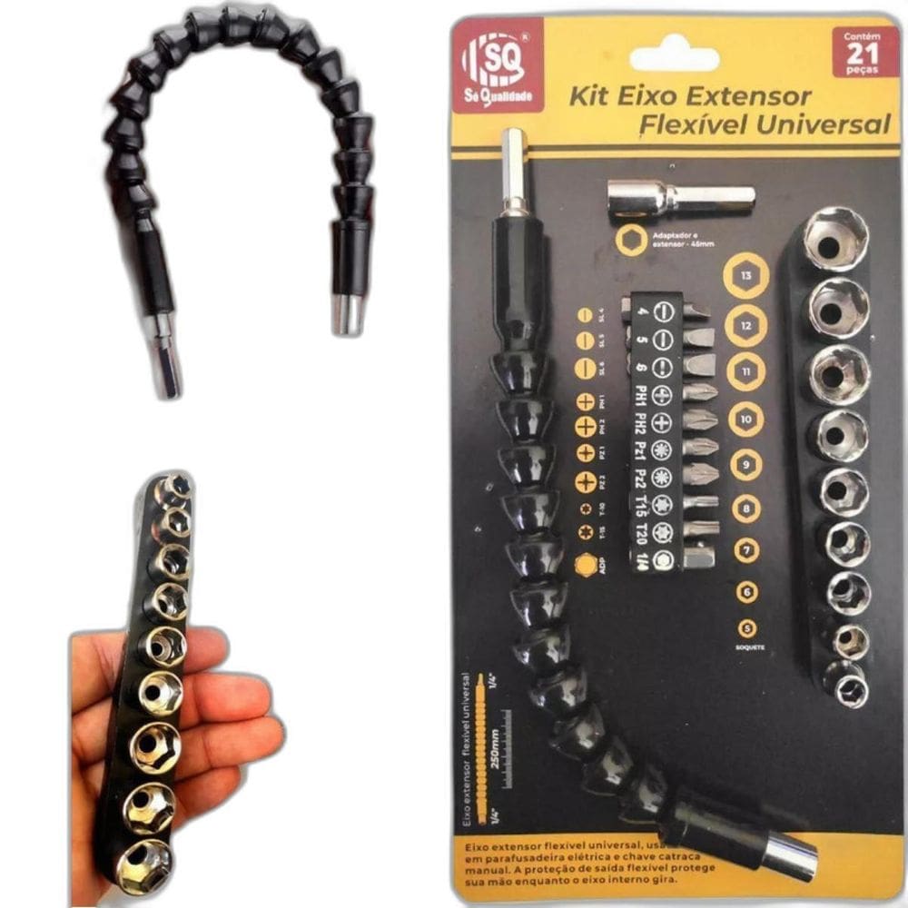Kit Extensor Prolongador Flexivel Parafusadeira Universal