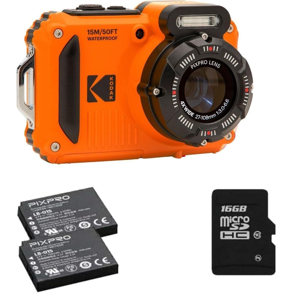 Câmera Kodak Wpz2 Waterproof Orange 2 Baterias Memória 16Gb