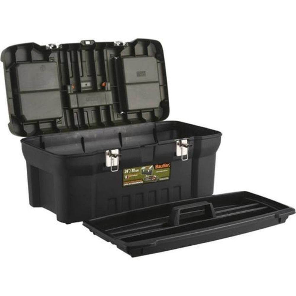 Caixa Ferramentas Plástico Trava Metal - Preto