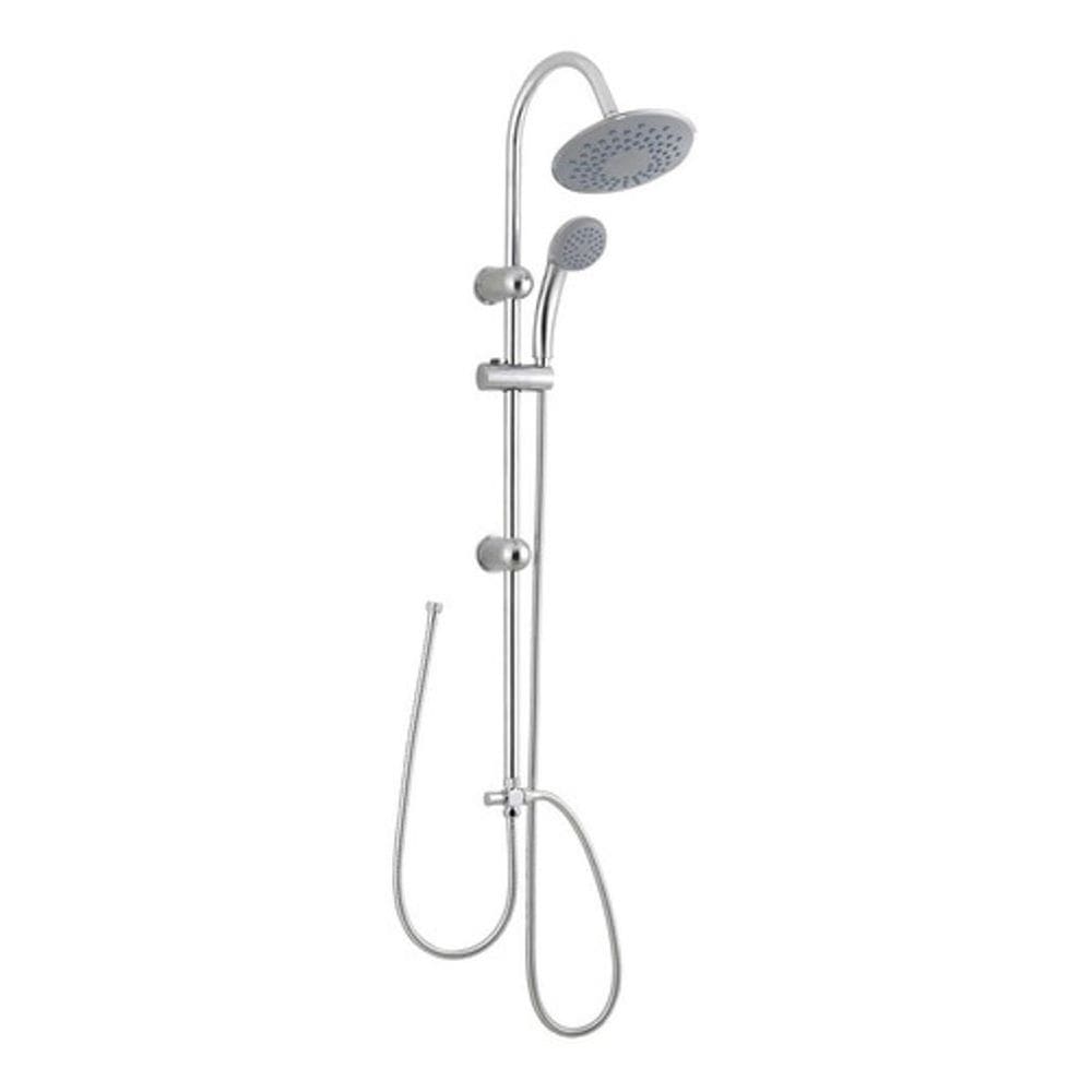Ducha Barra Coluna Redonda 1 Jatos Cromada Deluxe - Prateado