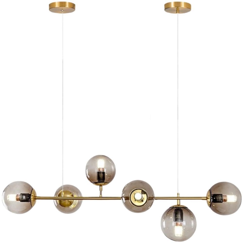 Luminária Lustre 110Cm Jabuticaba 6 Globos Vidro Pendente