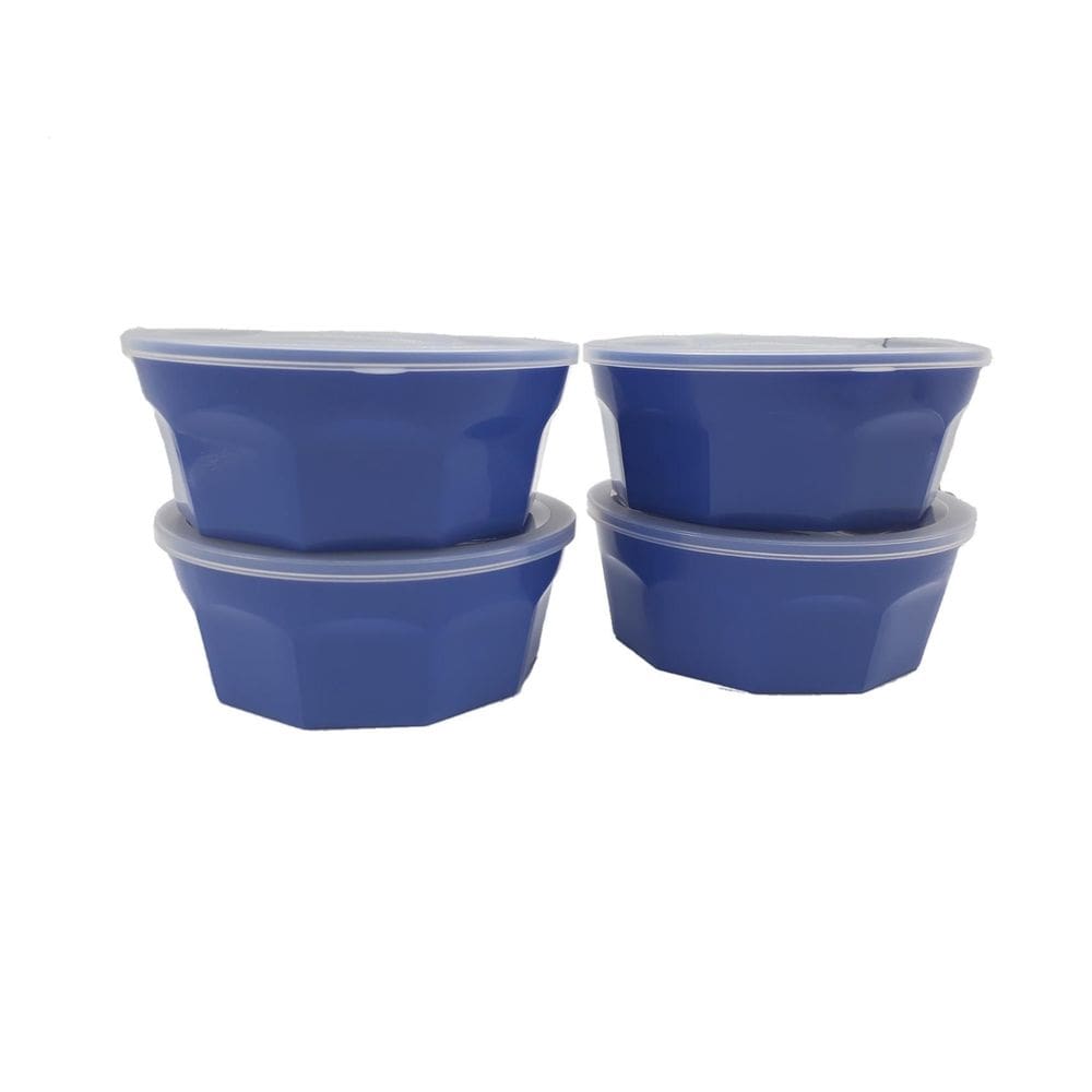 2 Potes Oitavados Com Tampa Marmita Sobremesa 700 Ml Azul