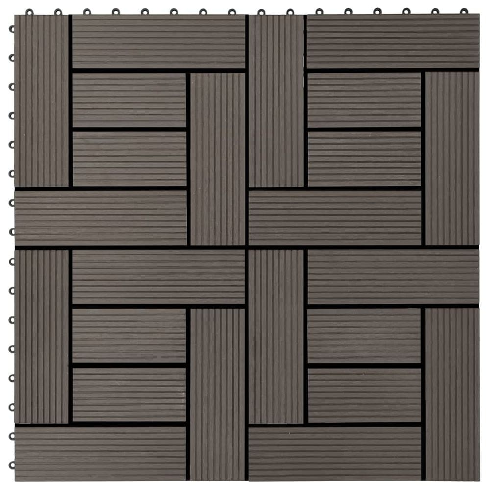 Telhas de deck vidaXL WPC 11 peças, 1 m², resistentes à água, marrom escuro