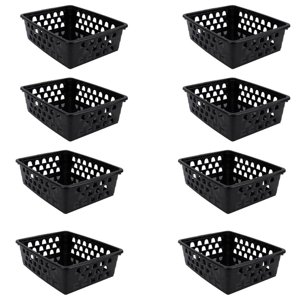 Kit 8 Cesto Organizador Médio Multiuso M Preto 0592 Uninjet