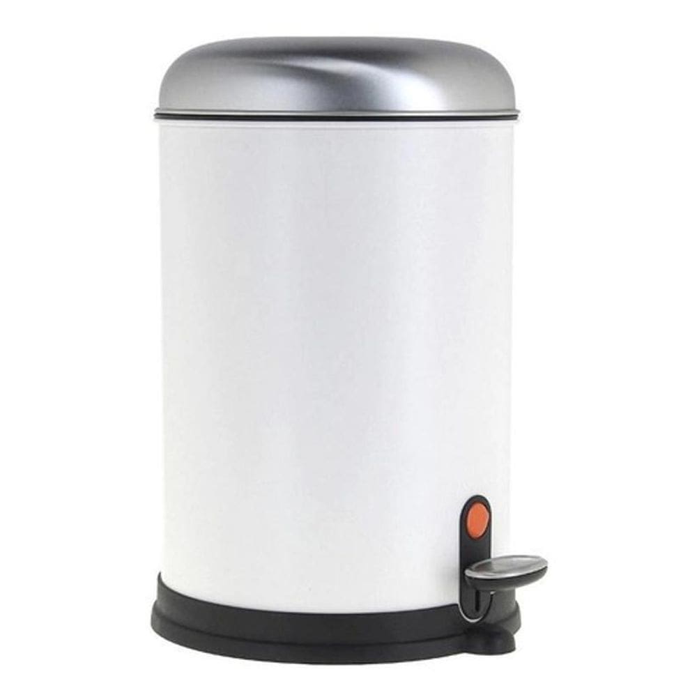 Lixeira Redonda Com Pedal 12 Litros Aço Inox - Branco