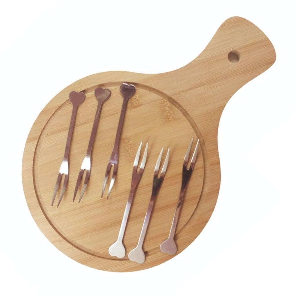 Kit Tábua De Frios E Garfinhos Churrasco Petisqueira Madeira