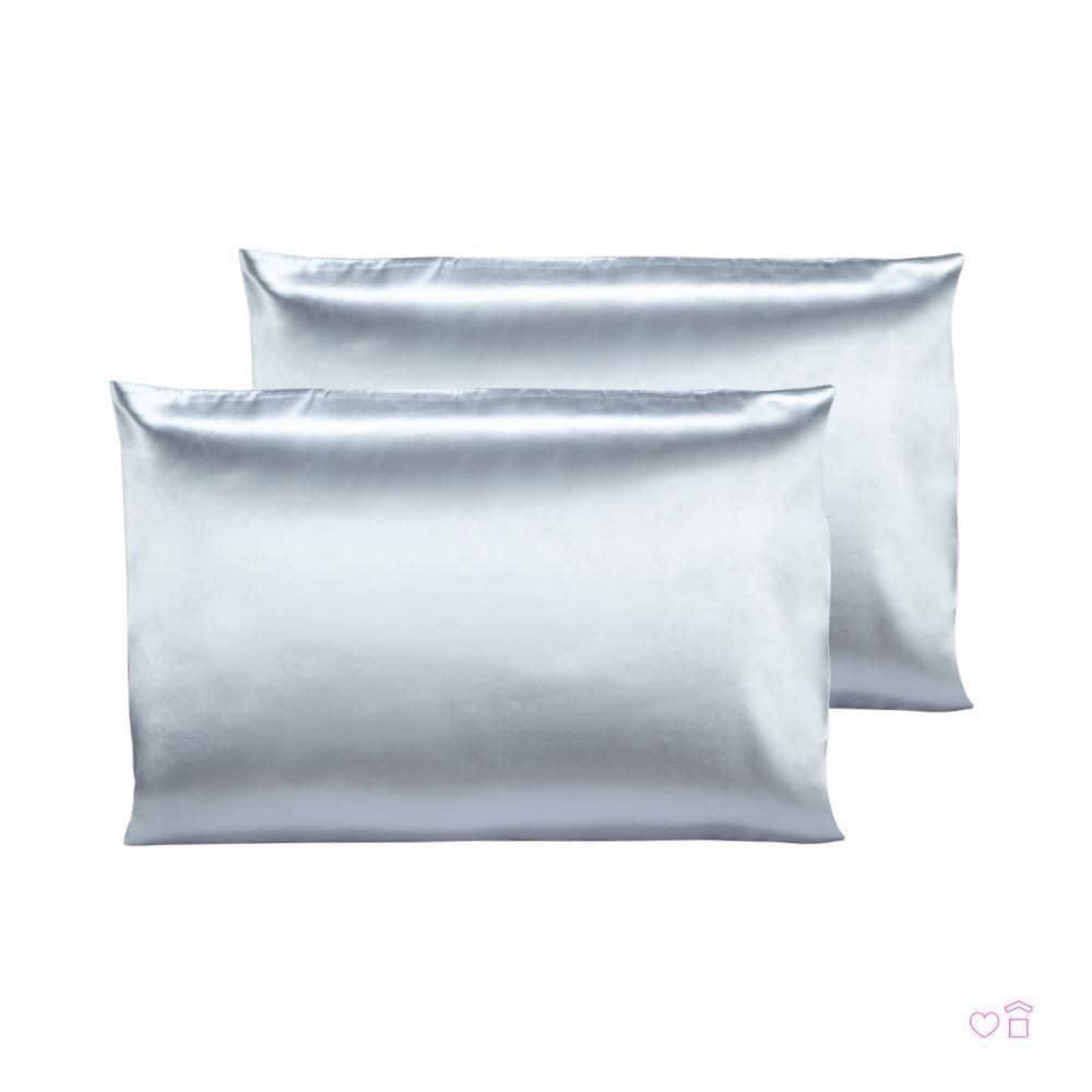 Kit 02 Fronhas De Cetim Antifrizz 50X70 Cabelo Cinza