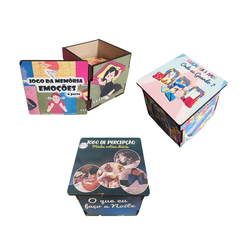 Coleção Mini Jogos Para Autistas - Combo Emoções Com 3 Jogos