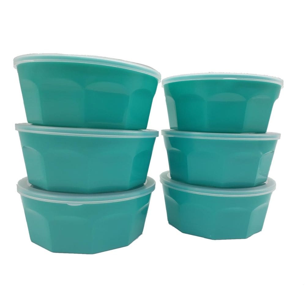 6 Potes Oitavados Com Tampa Marmita Sobremesa 700 Ml Verde