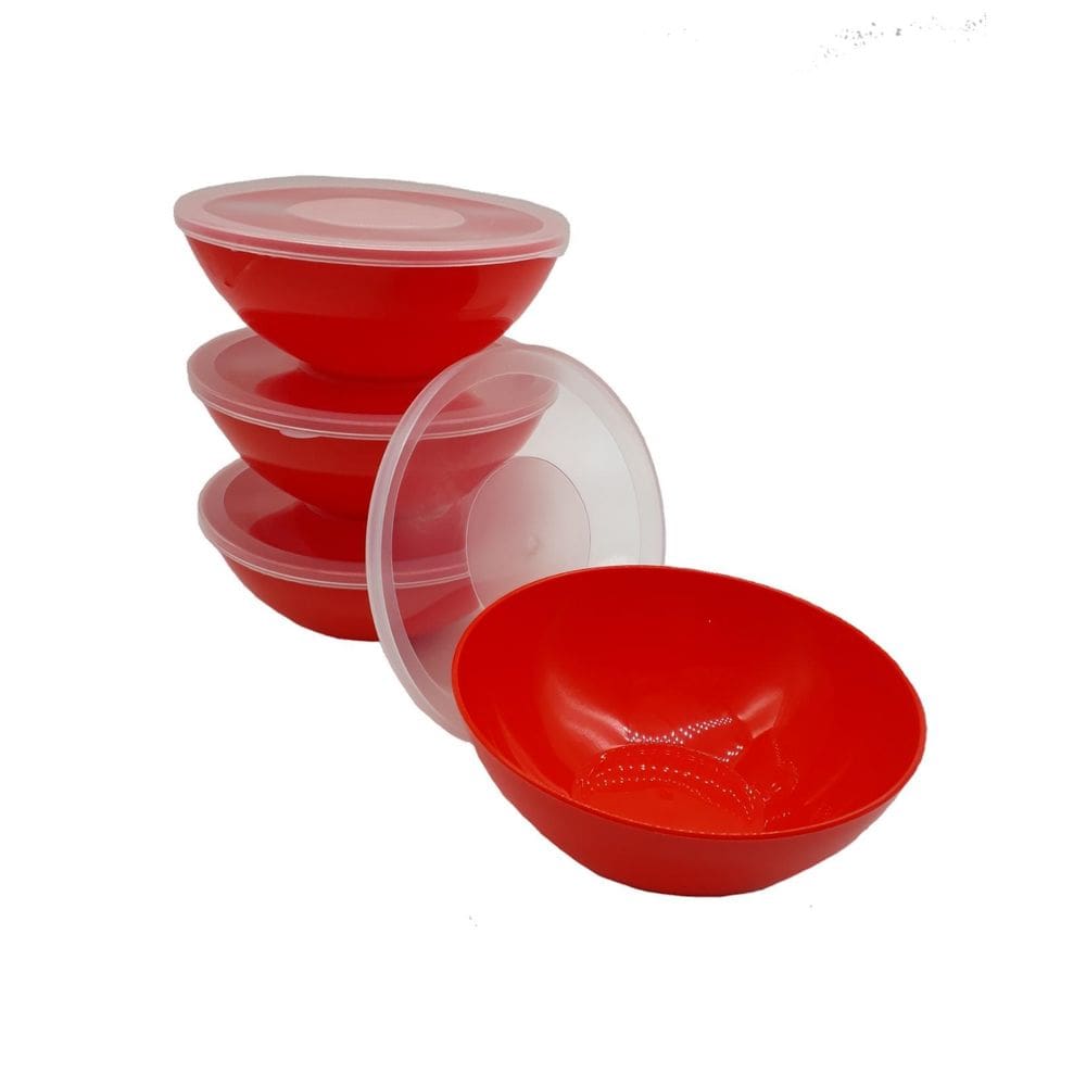 10 Potes Redondo Com Tampa Marmita Sobremesa 600 Ml Vermelho