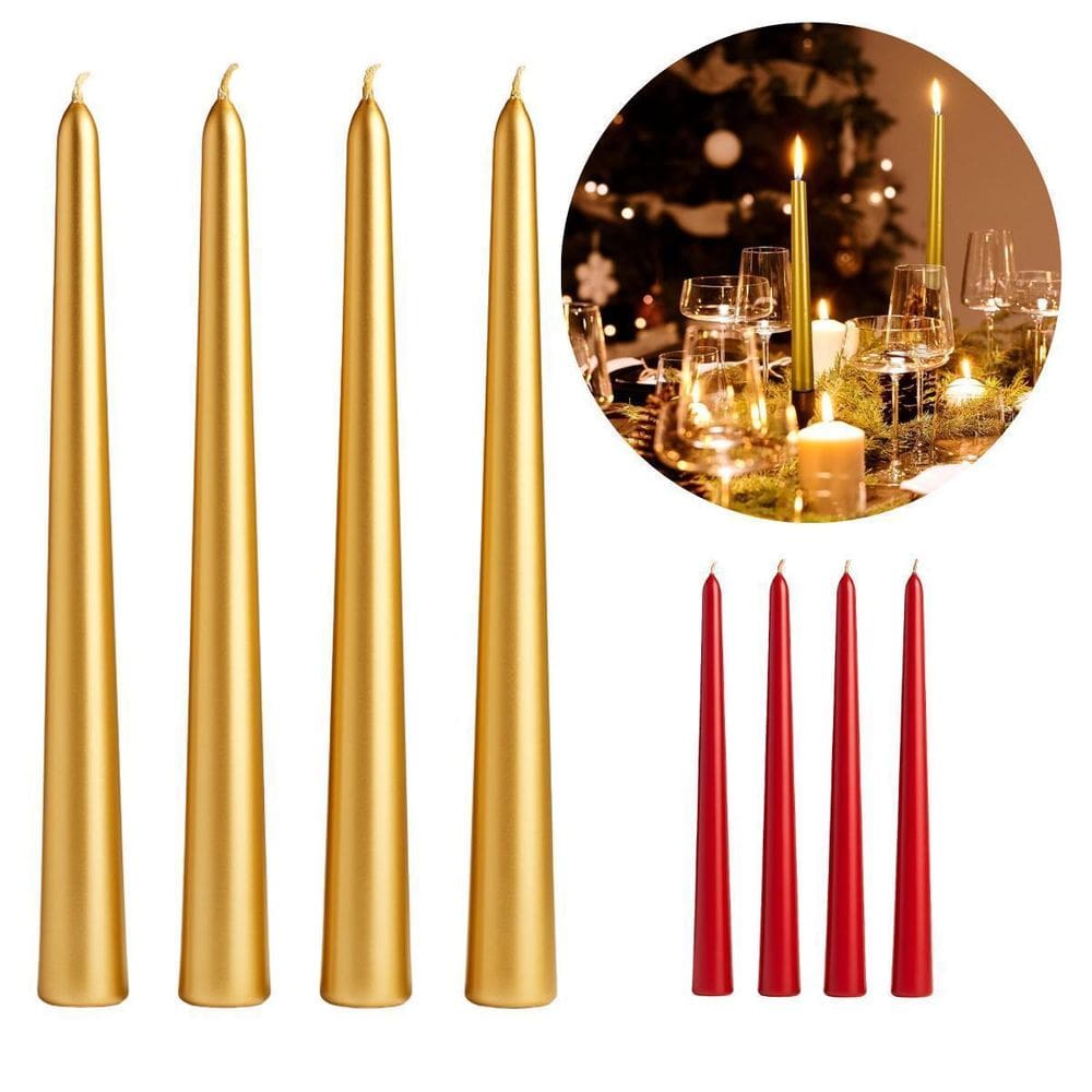 Kit 4 Velas Vermelha Decorativas Delicadas 24,5Cm Mesa Posta