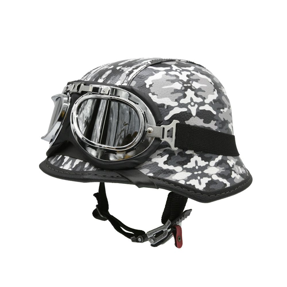 Capacete Bike/Scooter Alemão Camuflado Cinza Espelhado Gg