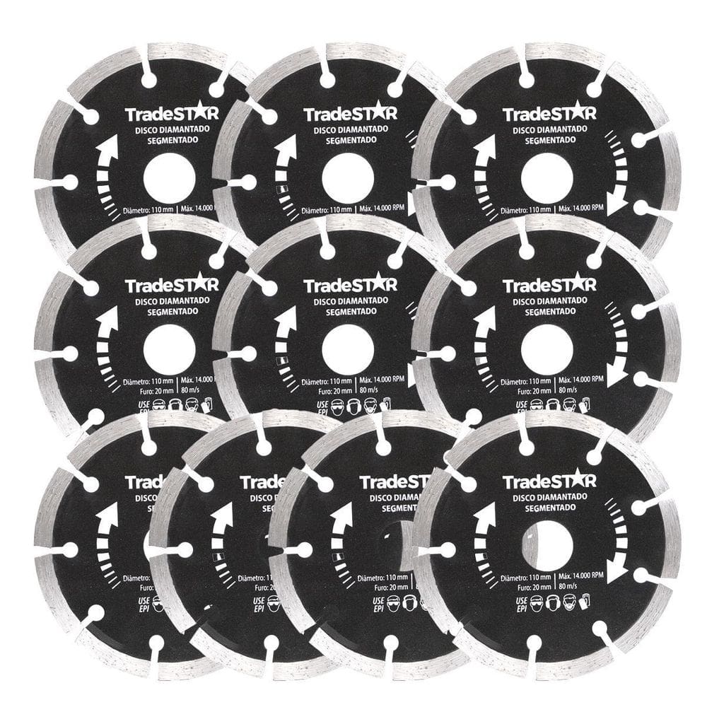 Kit 10 Discos Diamantado Segmentado 110X20Mm