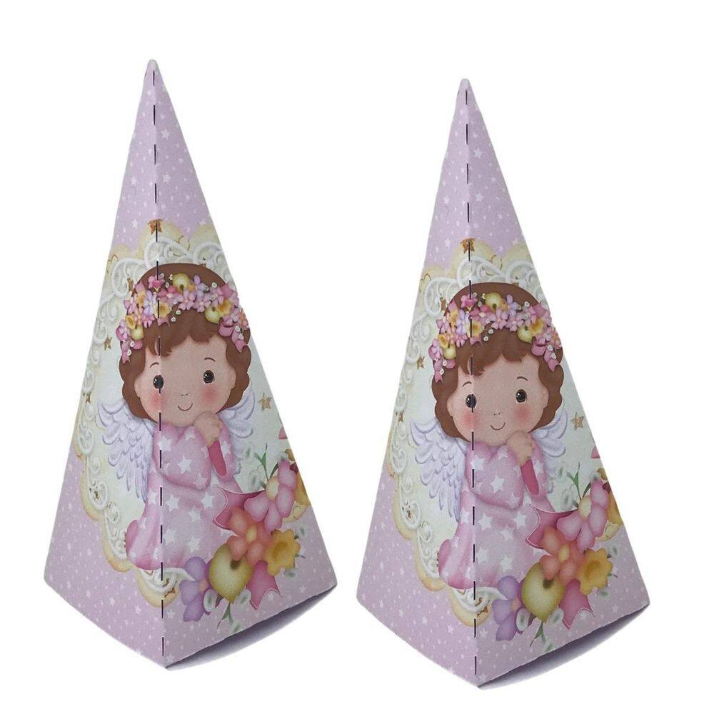 10 Caixas Batizado Montagem Simples - 10 Cones - Rosa
