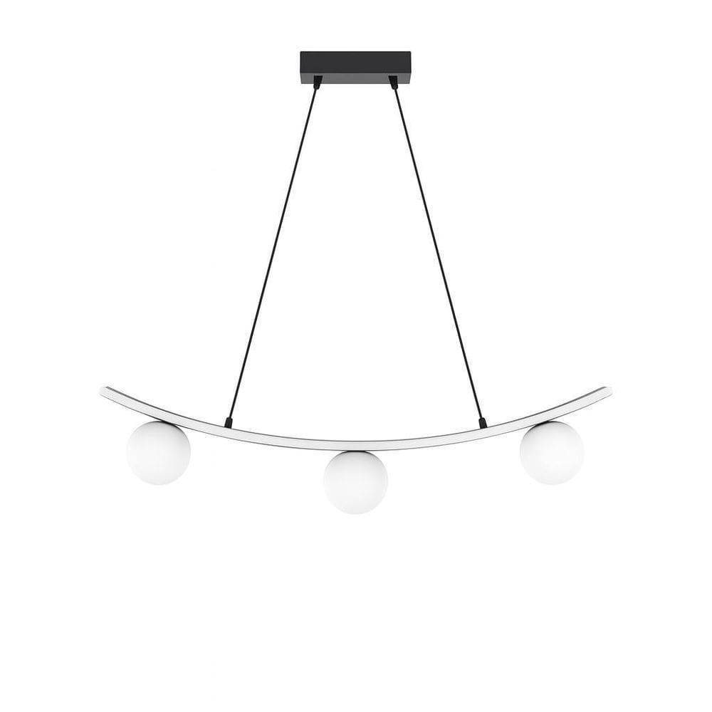 Pendente Moderno Com 3 Globos Leitoso 90Cm Branca Quente