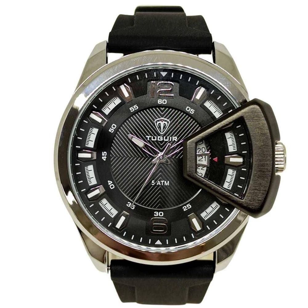 Relógio Masculino Tuguir Analógico 2397 Prata E Preto