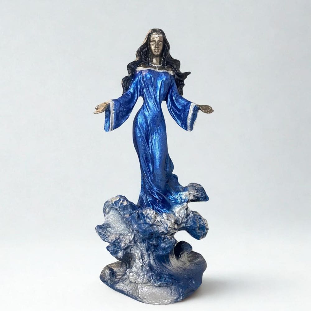 Escultura Orixá Iemanjá Rainha Do Mar 27 Cm Em Resina