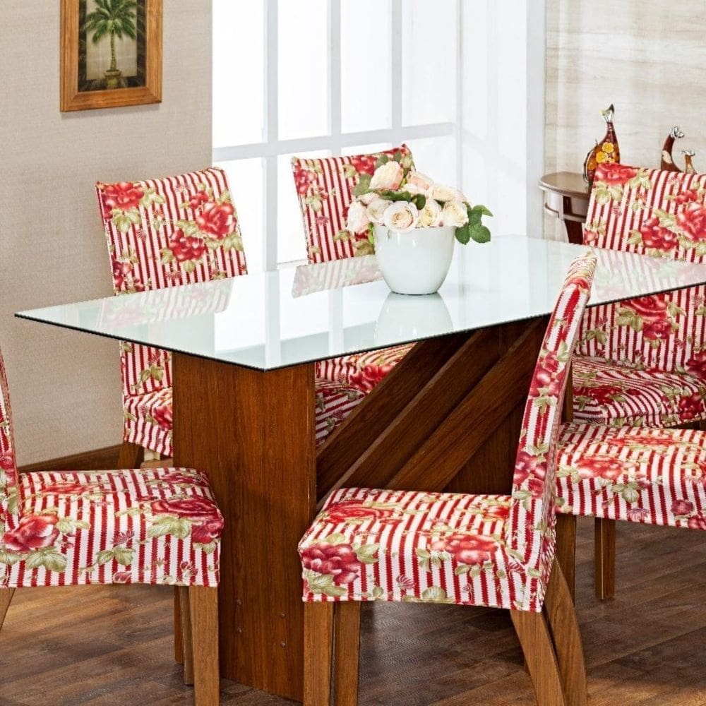 4 Capas Estampadas P Cadeira De Jantar Elastano - Estampa 1