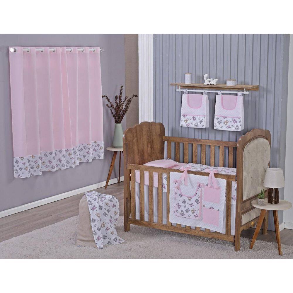 Enxoval Bebe Kit Berço Americano Cortina Algodão Menino