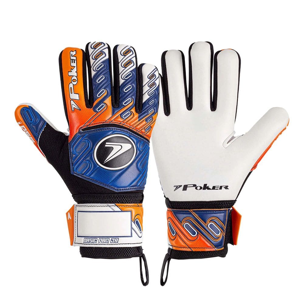 Luva Infantil Futebol de Campo Profissional Basic Pro Junior Azul e Laranja
