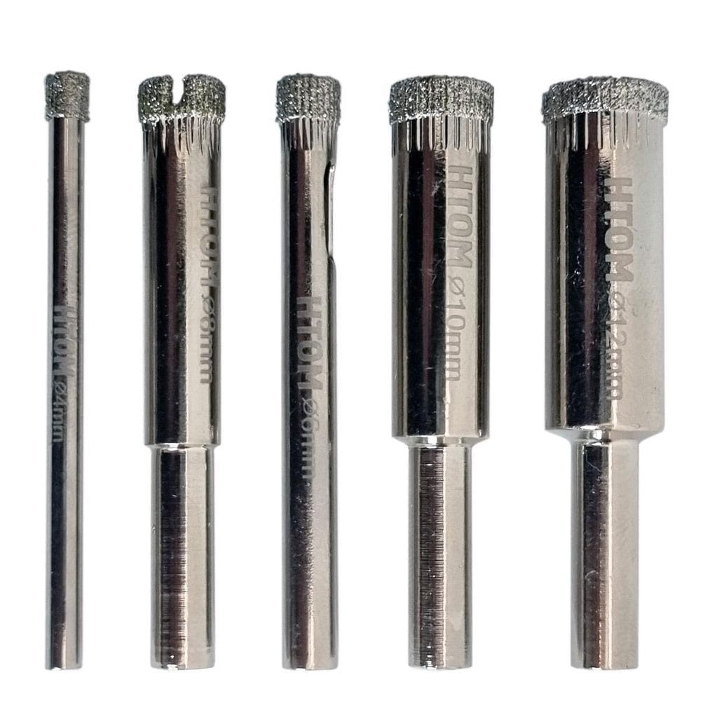 Kit 5 Serras Copo Diamantada 4 A 12Mm Cerâmica Vidro Mármore