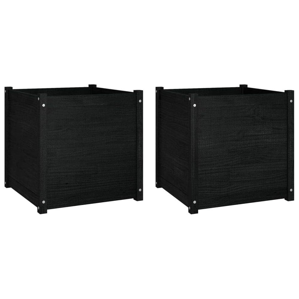 Plantador de jardim VidaXL Black Solid Wood Pine 60x60x60 cm