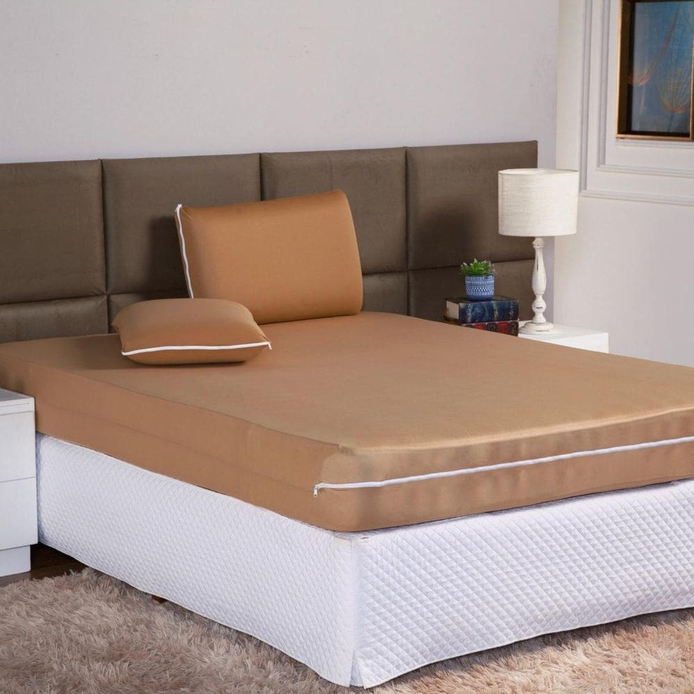 Capa Protetora P Colchão Casal Padrão Com Zíper - Avelã