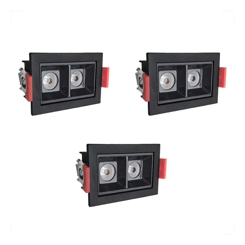 3 Spot Embutido Mini Duplo Led Downlight Recuado 3000K Bet56