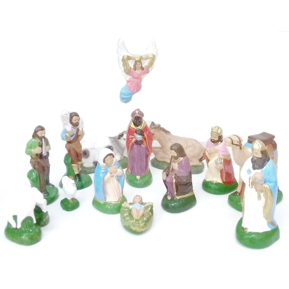 Presépio Completo Gesso 10 Cm 15 Peças - Enfeite Natal