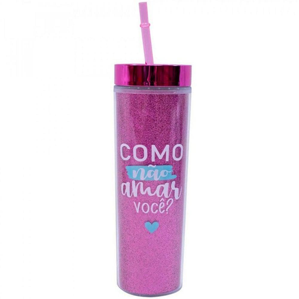 Copo Canudo Cilindro Pink
