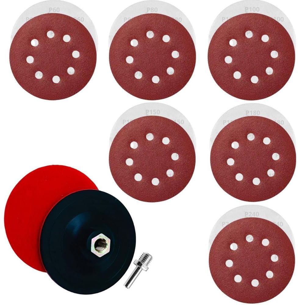 Suporte Borracha 125Mm Com Adaptador + 30 Discos Lixa 125Mm