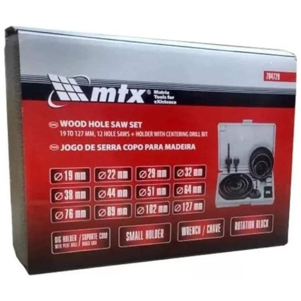 Jogo Kit Serra Copo 16 Peças 19 A 127Mm Madeira Gesso Pvc