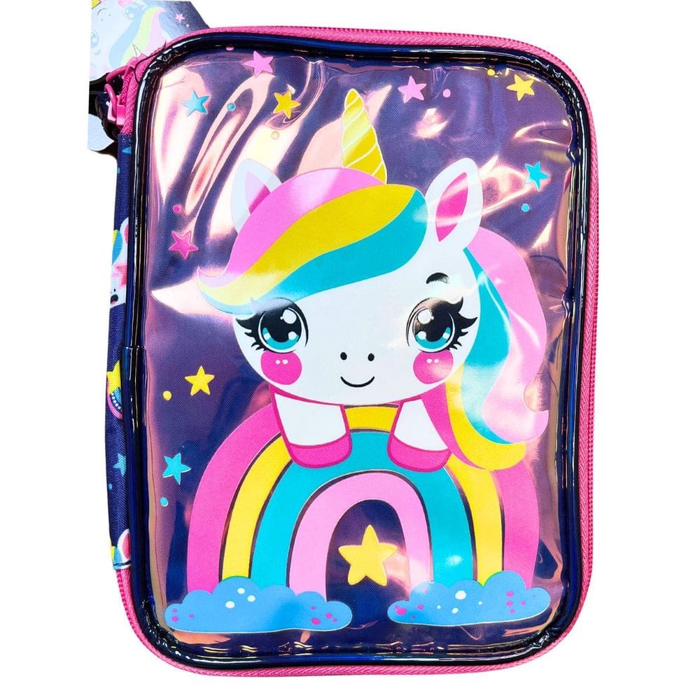 Estojo Escolar Grande Box Unicórnio Rku5005E - Azul