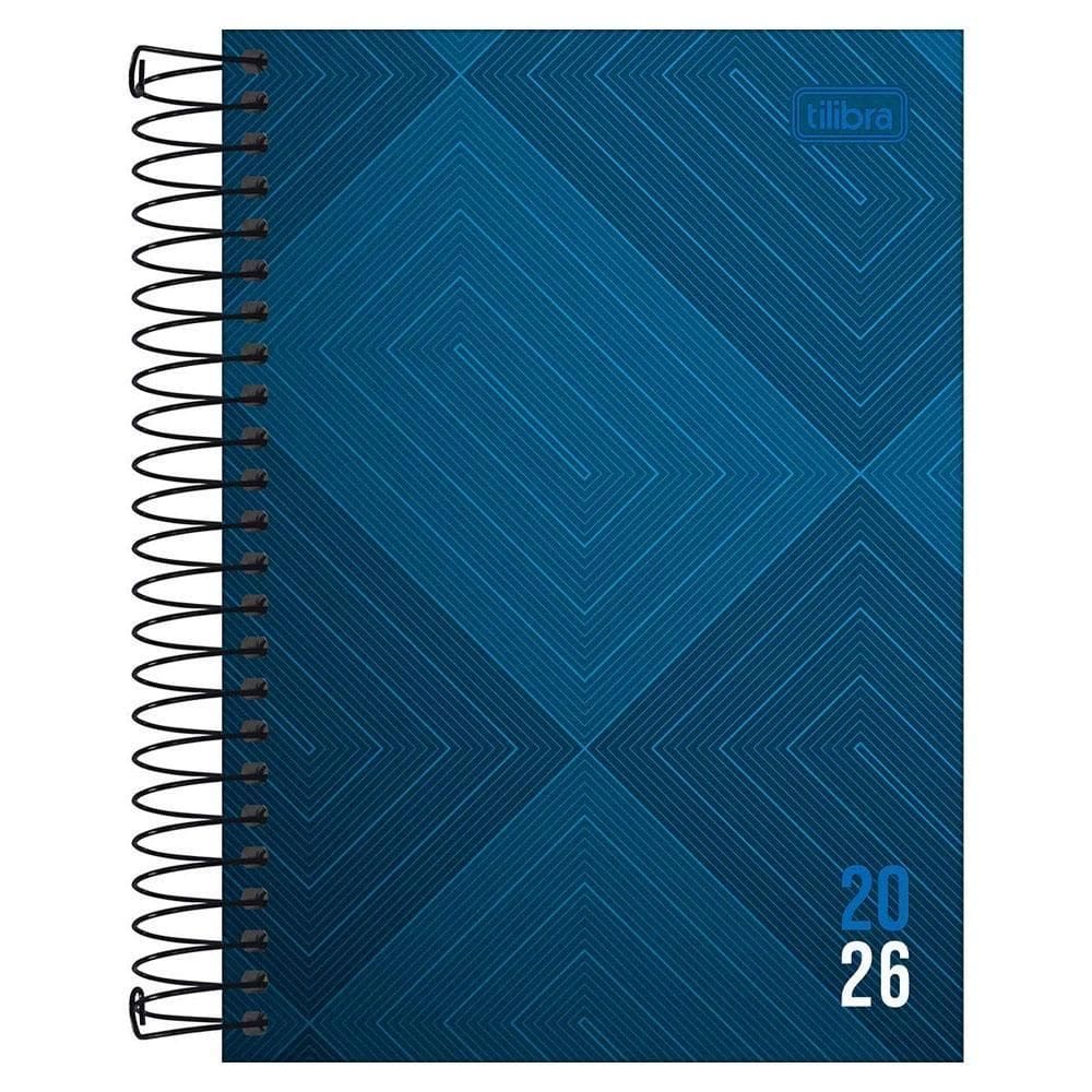 Agenda Diária 2026 Espiral M5 176Fls Zip Azul Tilibra