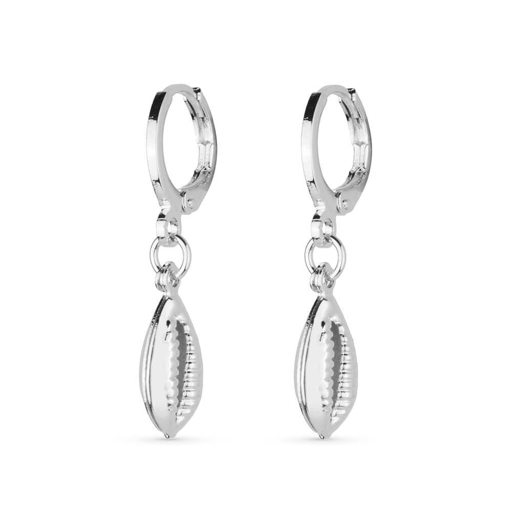 Brinco Prateado De Argolinha Com Búzios