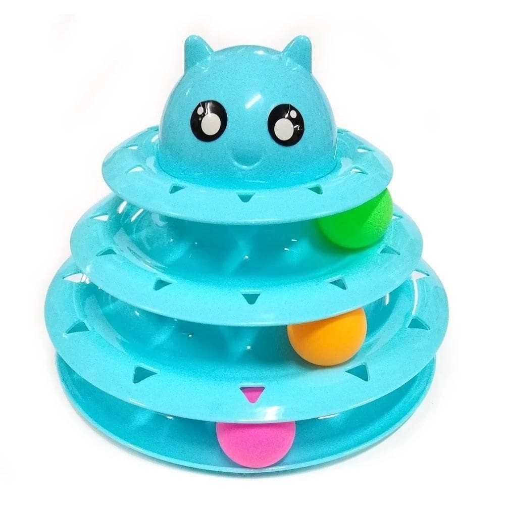 Brinquedo Torre Para Gato Com Bolinhas Cor Azul 3 Níveis